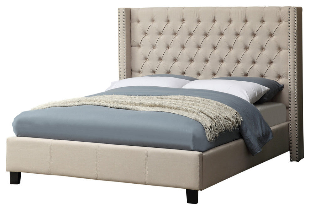Ashton Linen Bed, Beige, Twin