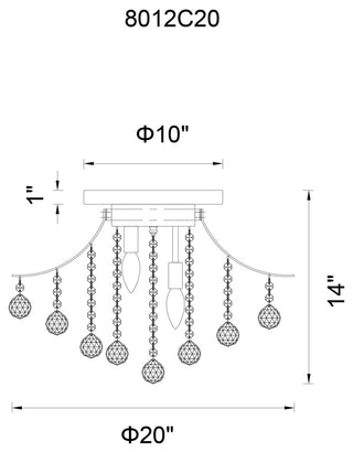 Princess 6 Light Flush Mount With Chrome Finish