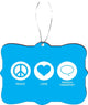 Peace Love Speech Therapist Sky Blue Design Rectangle Christmas Tree Ornament