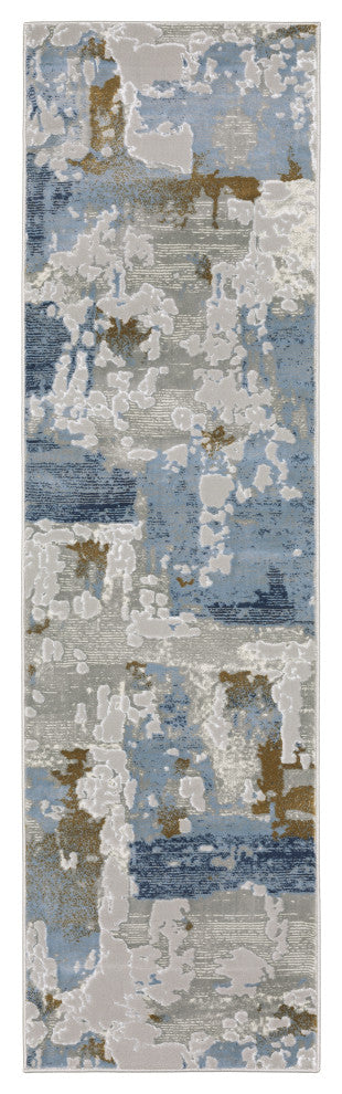 Emery Galaxy Grey/Blue Indoor Area Rug, 2'3" x 7'6"