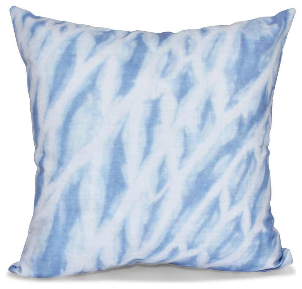 Shibori Stripe, Geometric Print Pillow, Blue, 18"x18"