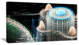 Blue Fractal Infinite World, Abstract Art on Canvas, 40x20