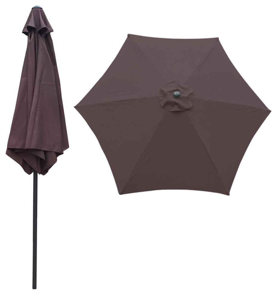 9' Outdoor Patio Market Umbrella With Push Button Tilt and Crank, Chocolate