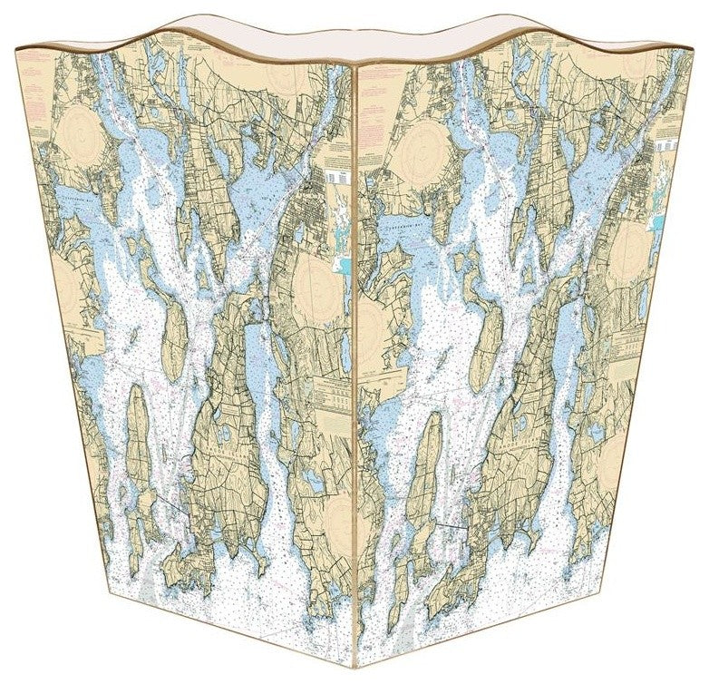 Narragansett Bay Nautical Chart Wastepaper Basket