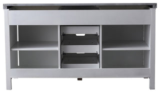 Marsyas 60" Double Bathroom Vanity Cabinet Gray Quartz Top Square Sinks
