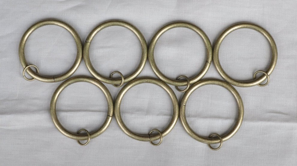 3" Curtain Rings With Eyelets, Antique Brass, Set of 8