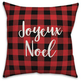 Joyeux Noel, Buffalo Check Plaid 18x18 Throw Pillow