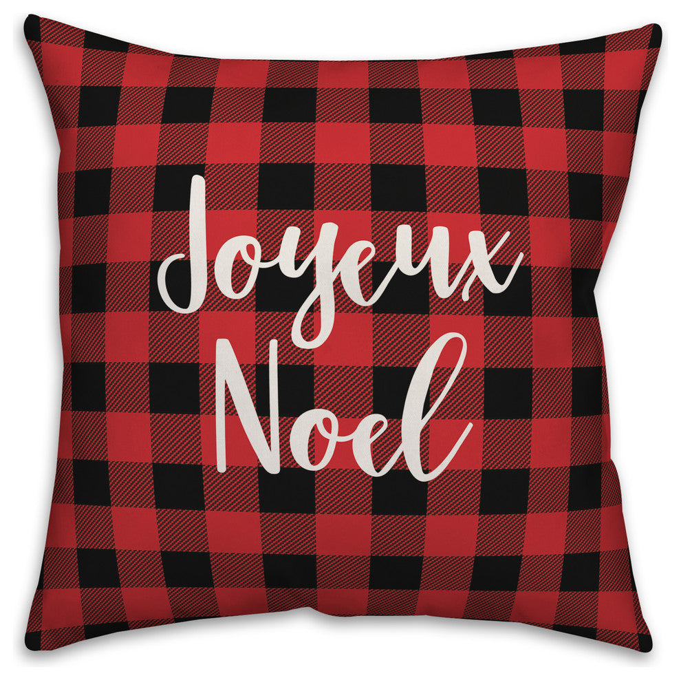 Joyeux Noel, Buffalo Check Plaid 18x18 Throw Pillow
