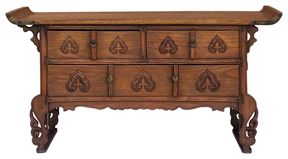 Oriental Asian Point Edge Chest of 3 Drawers Low Table Cabinet Hcs7294