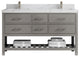 Parker 60" Double Sink Bath Vanity, Elephant Skin Gray 2" Calacatta Sienna