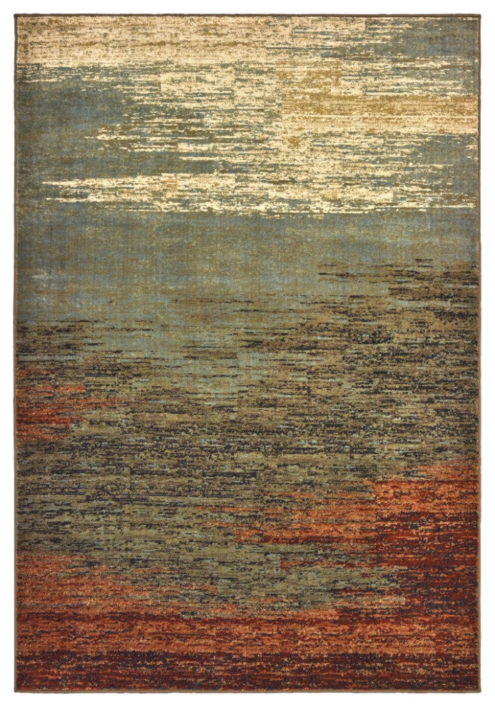 5"x7" Blue and Brown Distressed Area Rug
