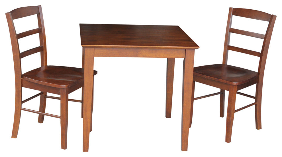 30X30 Dining Table With 2 Ladderback Chairs