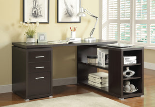 L-Shape Office Desk With Drawers and Shelves, White