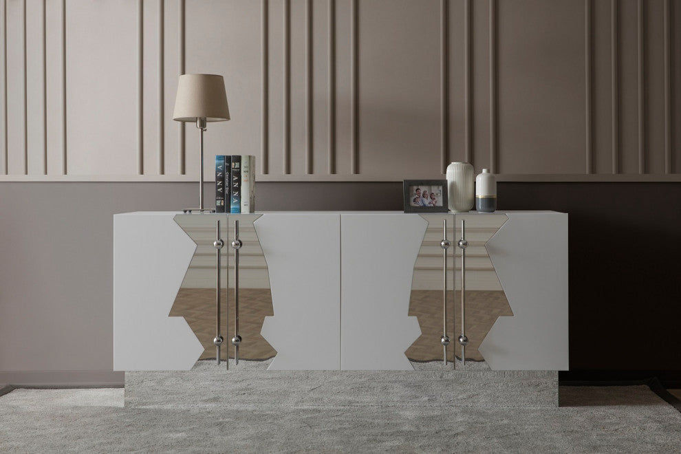 Callista Sideboard, White and Silver