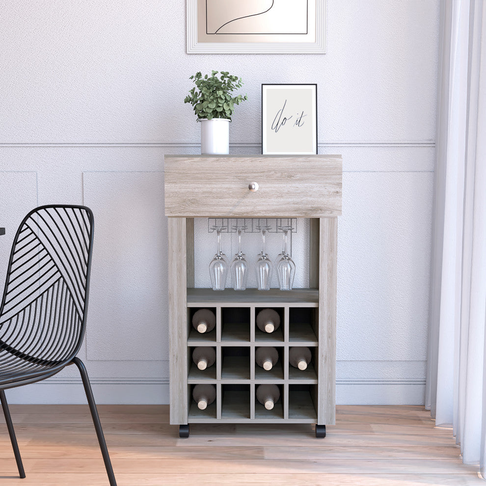 DEPOT E-SHOP Margh Bar Cart, Light Gray