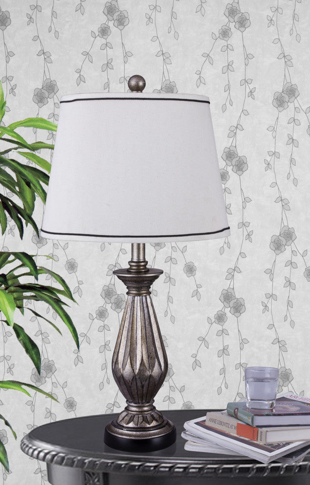 Fangio Lighting 26" Resin Table Lamp With Antique Silver Finish