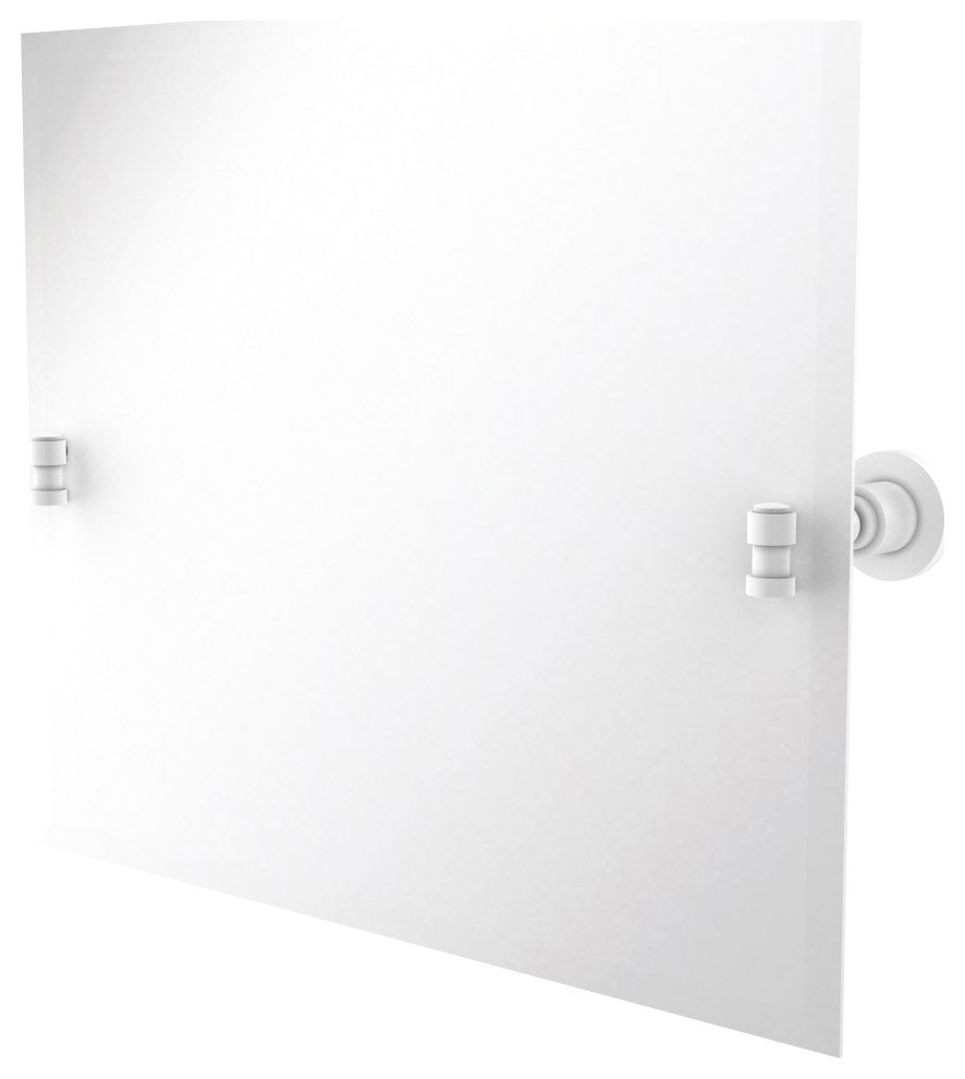Washington Square Frameless Landscape Beveled Tilt Mirror, Matte White