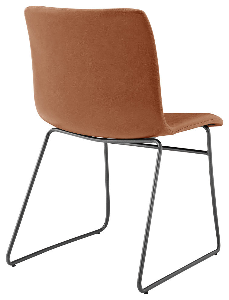 Bruce PU Dining Side Chair,, Set of 2, Toasted Caramel