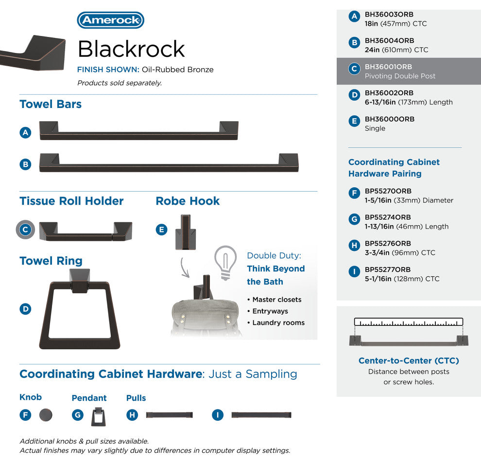 Amerock Blackrock Contemporary Pivoting Double Post Toilet Paper Holder, Oil Rub