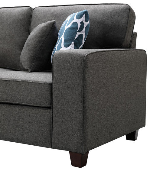 Lilola Home Casanova Dark Gray Linen 7Pc Modular Sectional Sofa and Ottoman