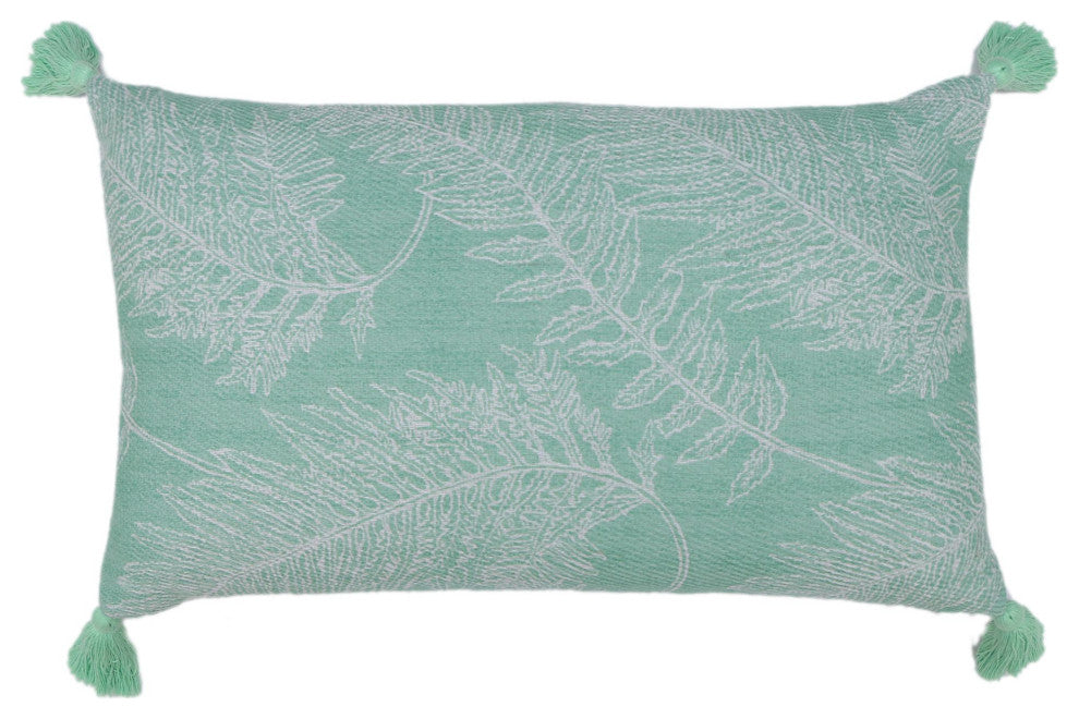 Beige Machine Woven with Tassels Cornelia Throw Pillow, 16" x 26"