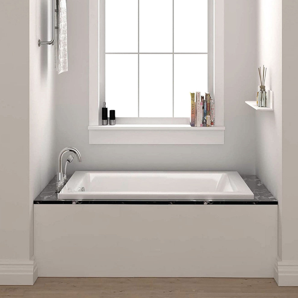 Drop-In White Soaking Bathtub, Fiberglass Acrylic, 54"l X 30"w X 19"h