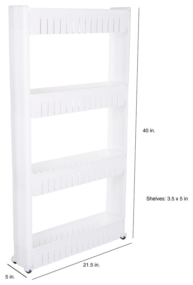 Slim Slide Out Storage Cart with Wheels by Lavish Home, 4-Tier