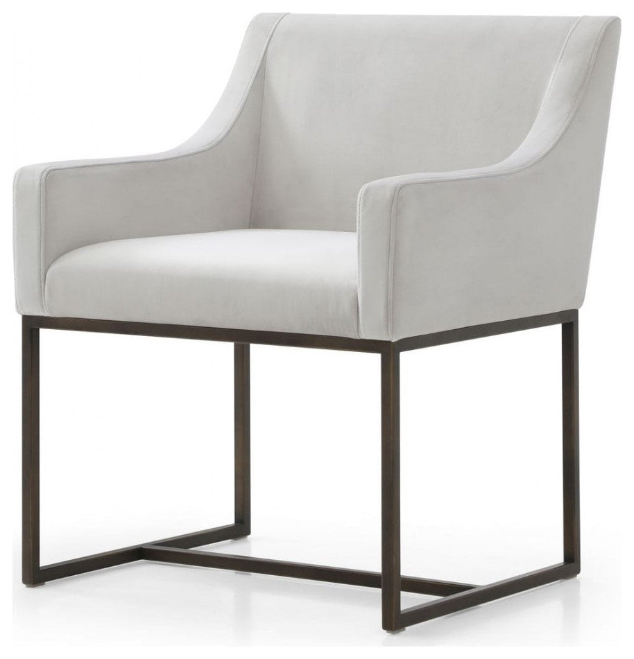 Modrest Elijah, Beige and Copper Antique Brass Dining Chair