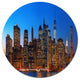 Night New York City Panorama, Cityscape Wall Disc Metal Wall Art, 11"