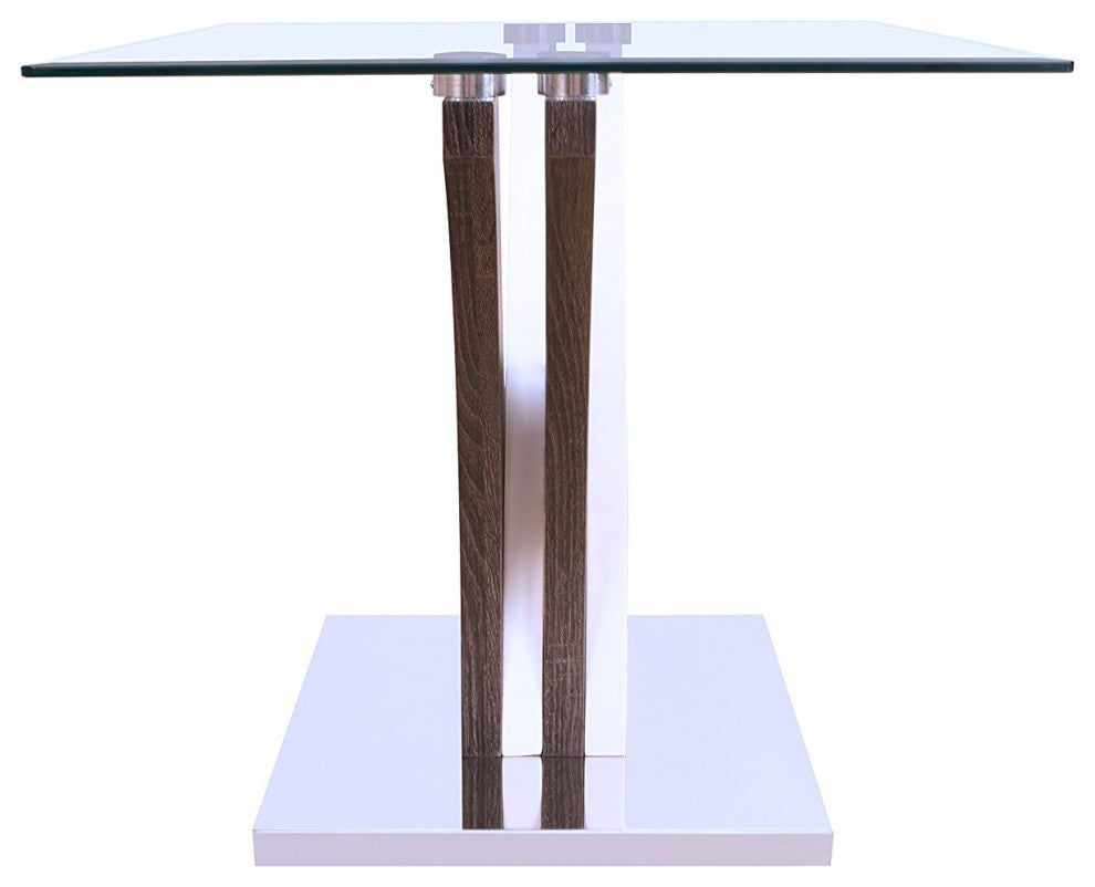 Dark Wood and White Glass Side Table