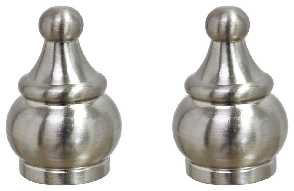 24017-22, Set of 2 Steel Lamp Finial, Brushed Nickel Finish, 1 1/2" Tall