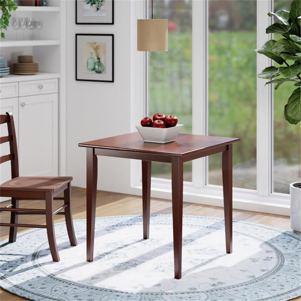Winsome Groveland Square Transitional Solid Wood Dining Table in Antique Walnut