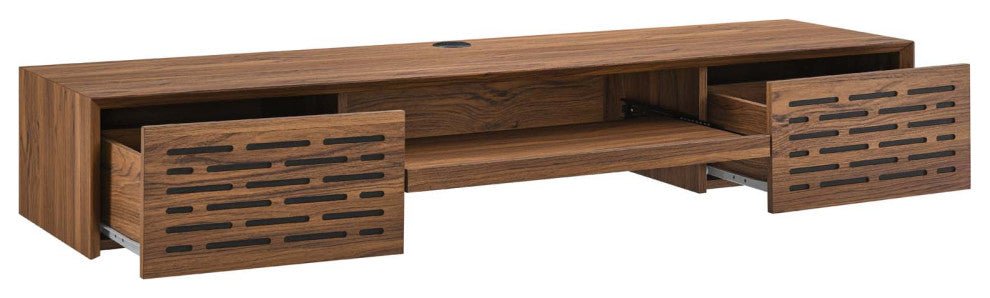 Merit 60" Wall Mount Wood Office Desk, Walnut