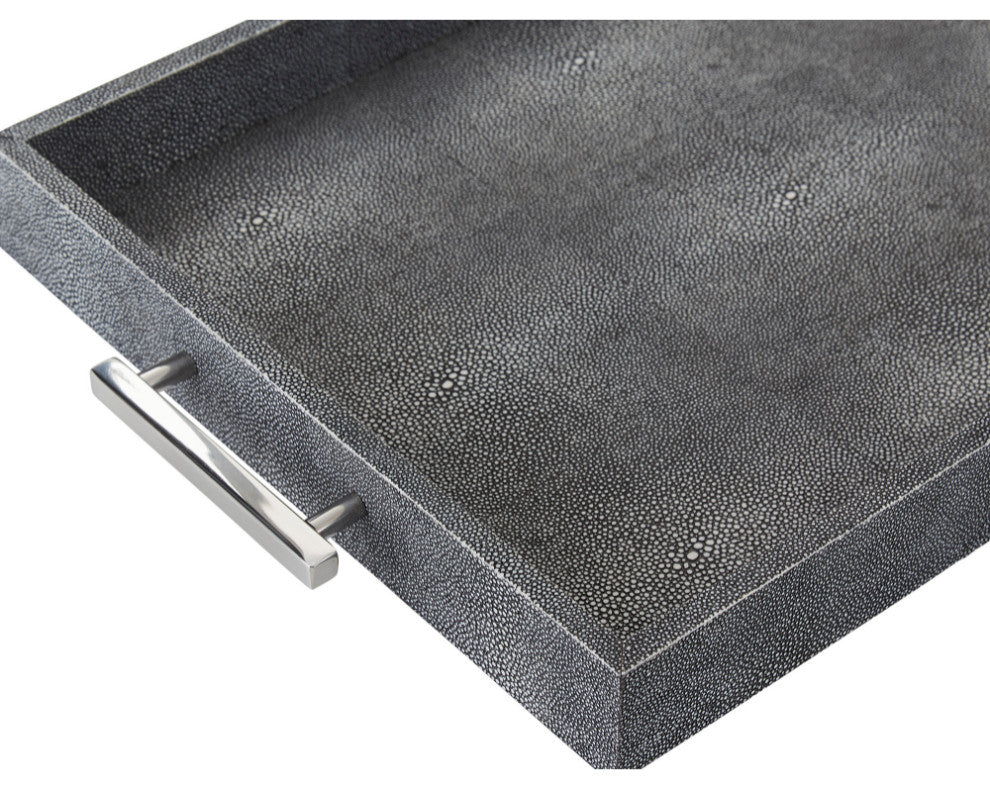 Gray Rectangular Tray with Metallic Handles | Andrew Martin Porto