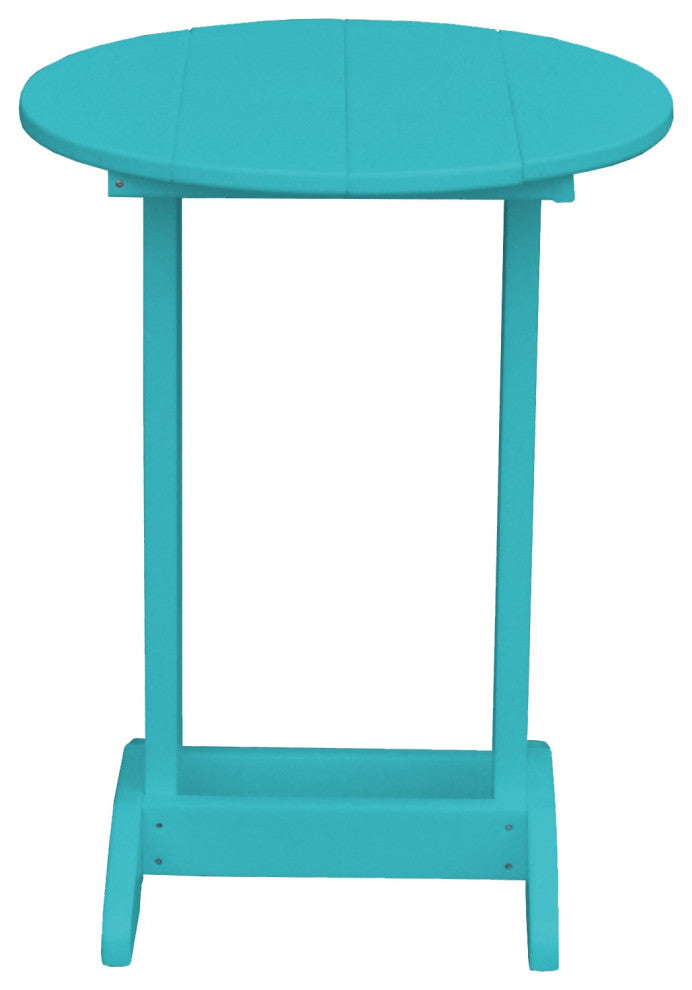Poly Lumber Balcony Side Table, Aruba Blue, Round