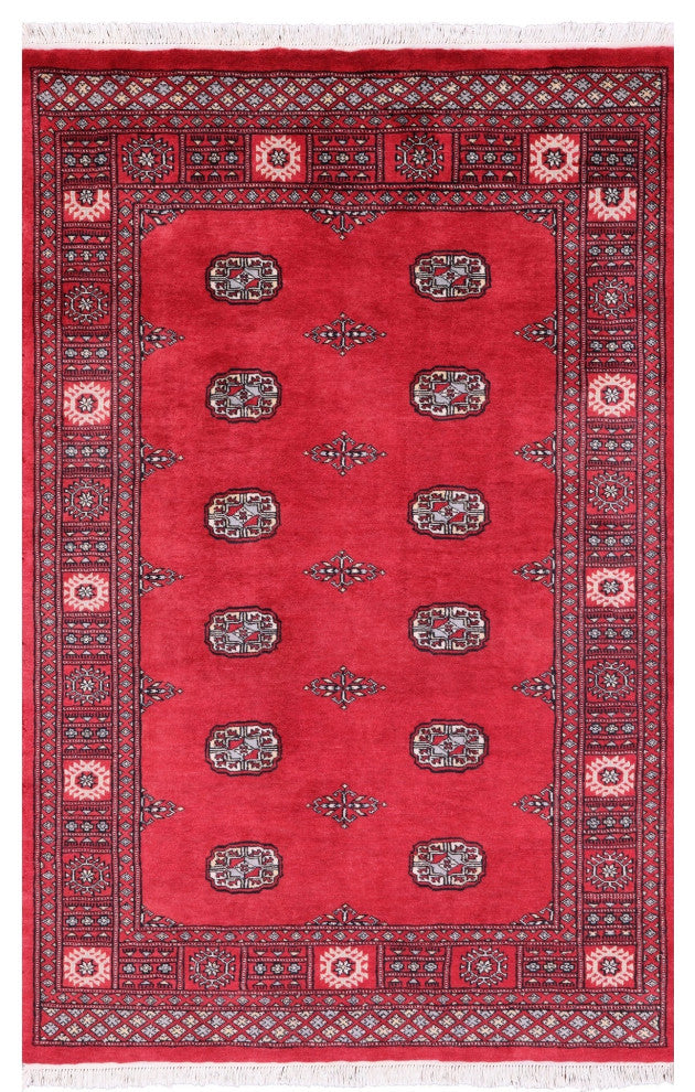 4' 1" X 6' 2" Silky Bokhara Handmade Wool Rug - Q13795