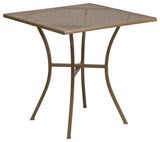 Commercial Grade 28" Square Gold Indoor-Outdoor Steel Patio Table