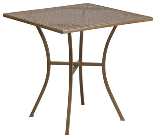 Commercial Grade 28" Square Gold Indoor-Outdoor Steel Patio Table