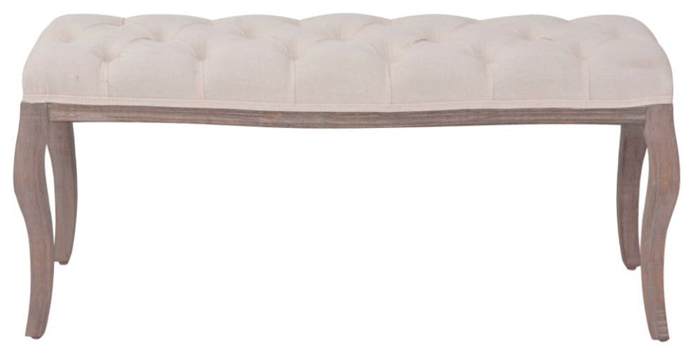 vidaXL Entryway Bench Dining Bench for Bedroom Fabric Solid Wood Cream White