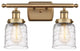 Small Bell 2 Light Bath Vanity Light, Brushed Brass, Deco Swirl