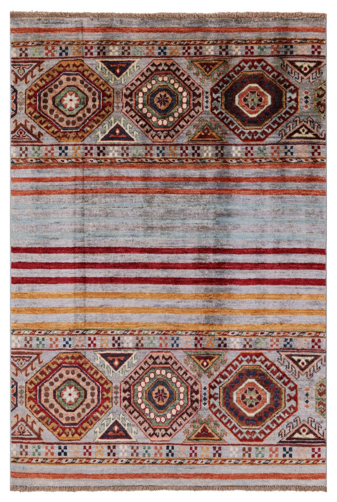 3' 4" X 4' 10" Khorjin Super Kazak Handmade Wool Rug - Q12315