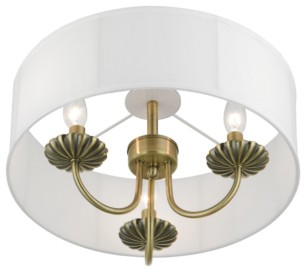 Livex Lighting 3 Light Antique Brass Semi-Flush Mount