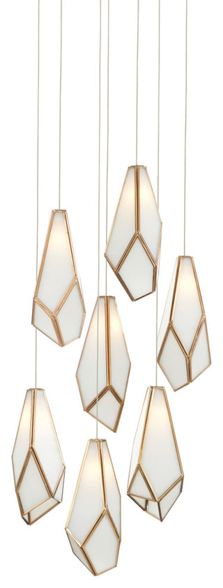 Glace White Round 7-Light Multi-Drop Pendant