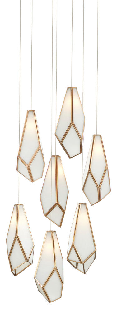 Glace White Round 7-Light Multi-Drop Pendant