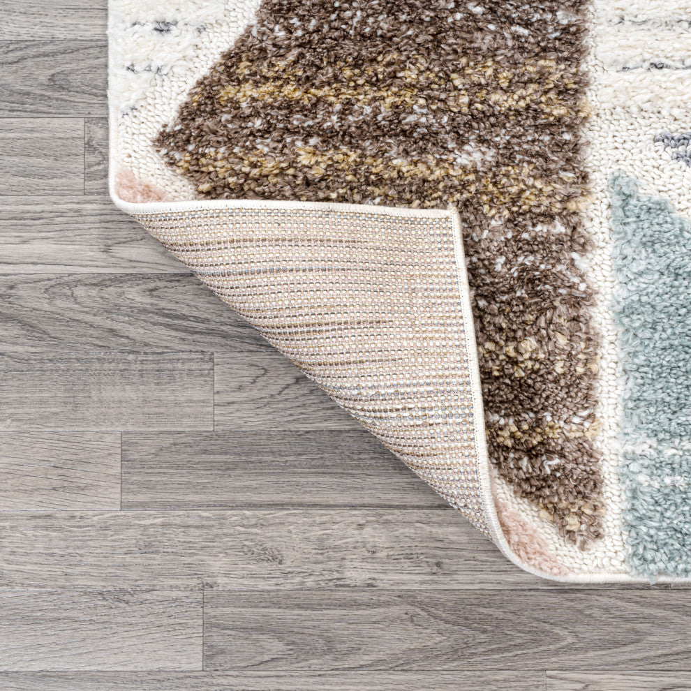 Aileen Geometric Scandi Colorblock Carved Multi 3'x5' Area Rug