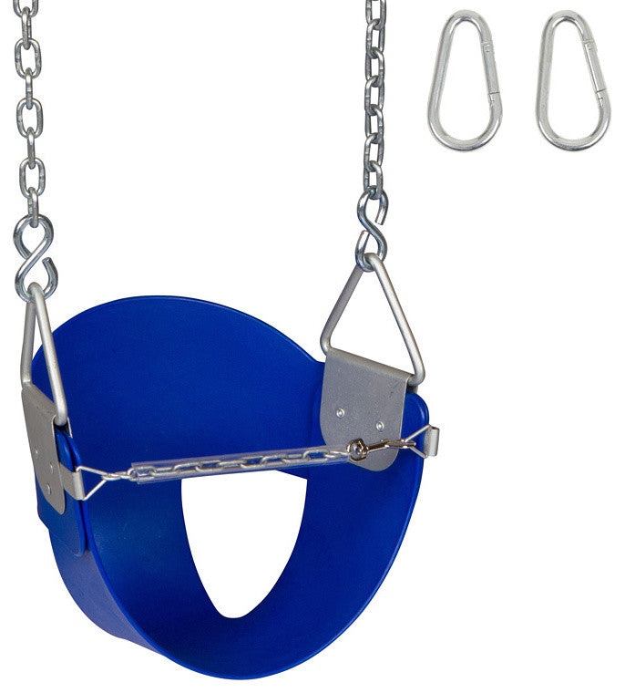 High-Back Half-Bucket Swing Seat With Chains and Hooks, Blue