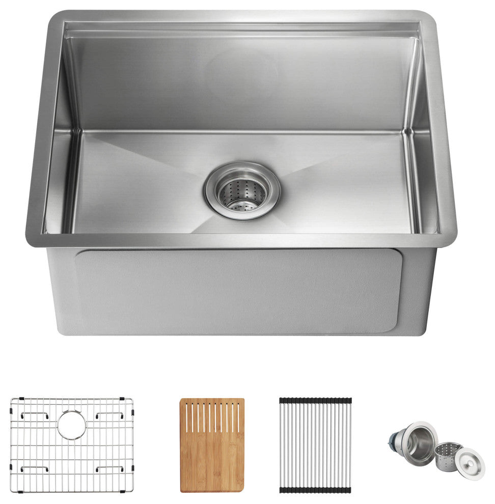 24"³ T-316 Stainless Steel Single Bowl Workstation Undermount Kitchen Sink