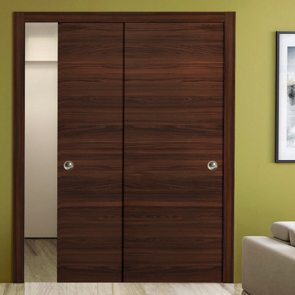 Sliding Closet Bypass Doors 48 x 80 & Hardware | Planum 0010 Chocolate Ash