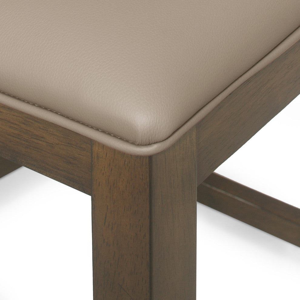 Boughton Farmhouse Upholstered Wood Counter Stools, Set of 2, Antique Brown