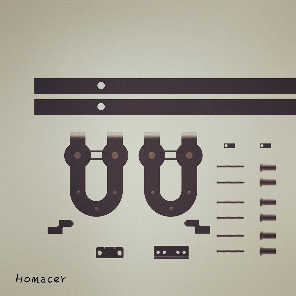 Mini Sliding Barn Door Hardware Kit, Horseshoe Design, 90", Single